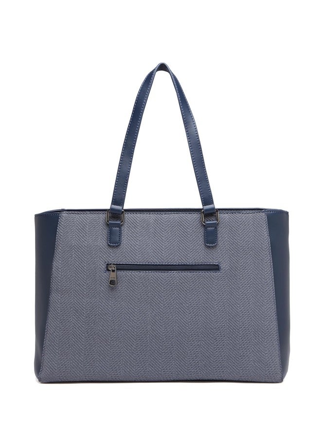 EVOKE HYPE HUSTLE Vegan Leather Tote Bag 253 for Women | Fits 14" Laptop | Stylish and Spacious for Work and Hustle (Pacific Blue) - Image 4